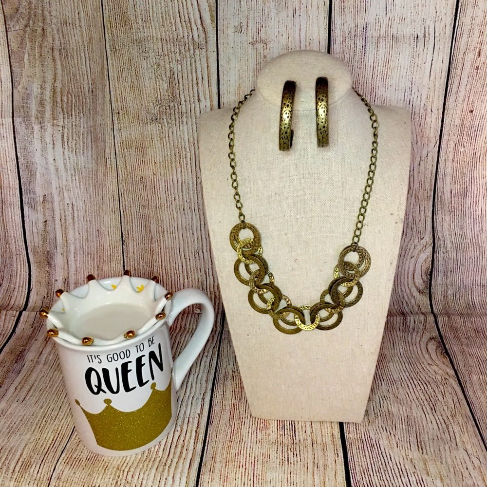 🛍 Brass Necklace & Earrings Set